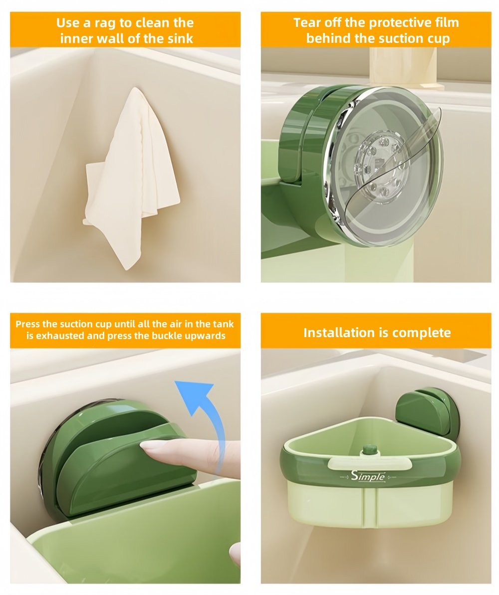 💧2026 New Release - Suction Cup Sink Corner Rack